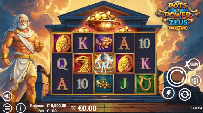 Pots of Power: Zeus - Layar utama dengan gulungan